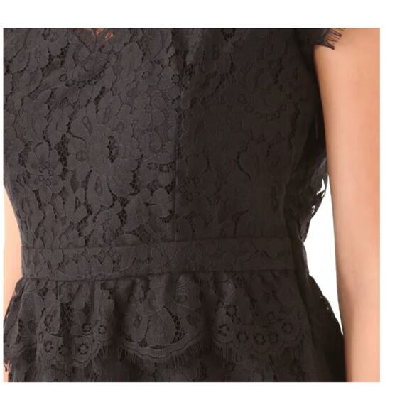 Joie Black Lace Mini Dress Cap Sleeve Coctail Party Size large / 10 - Picture 9 of 13